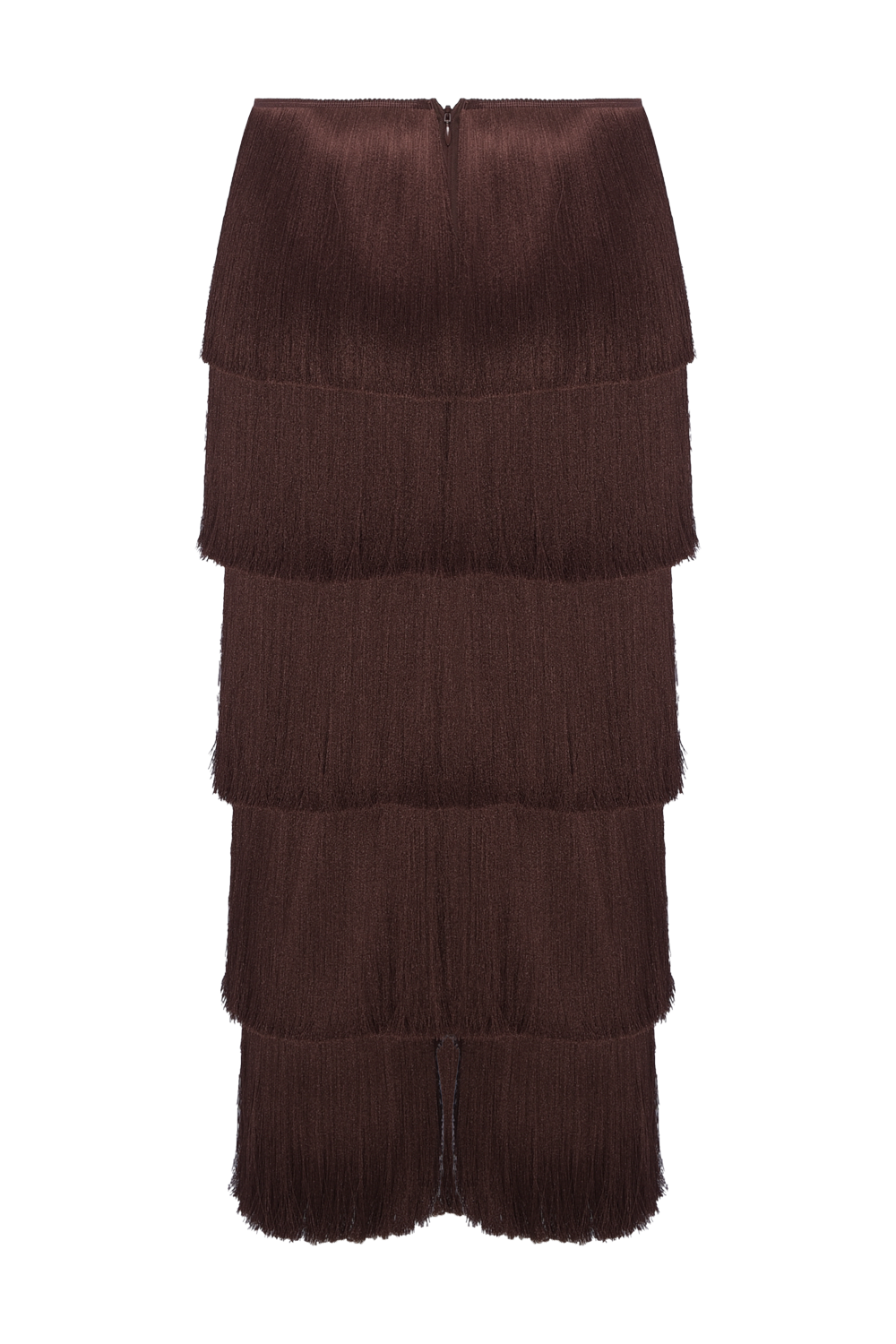 SAIA MIDI ZUZU FRINGE MARROM ESCURO