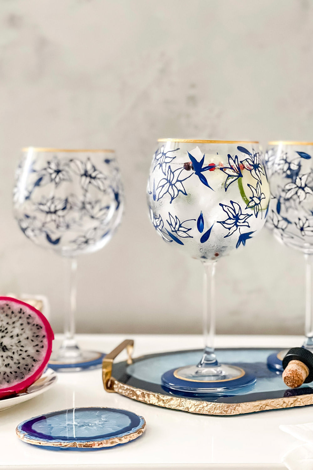 TAÇA MEDITERRÂNEO CRISTAL / AZUL