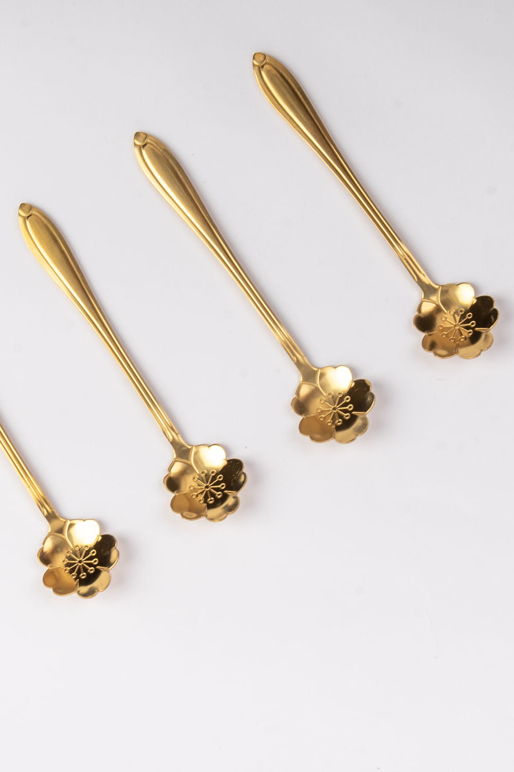 SET DE COLHERES DE SOBREMESA FLOR DOURADO
