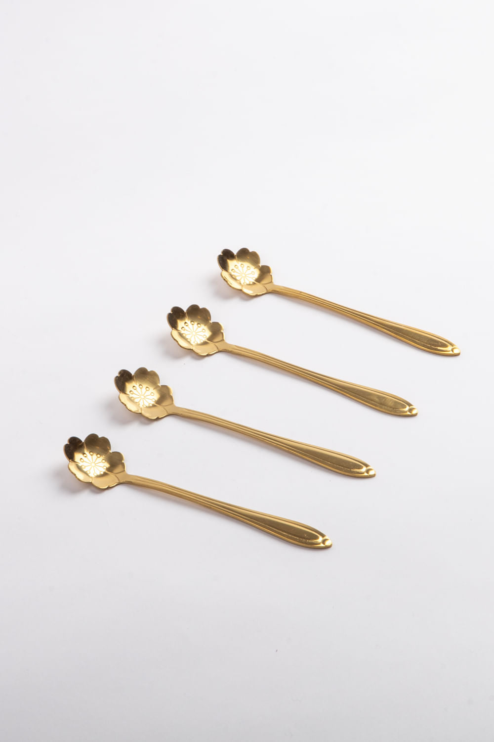 SET DE COLHERES DE SOBREMESA FLOR DOURADO