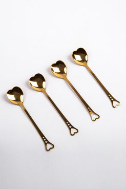 SET DE COLHERES DE SOBREMESA CORAÇÃO DOURADO