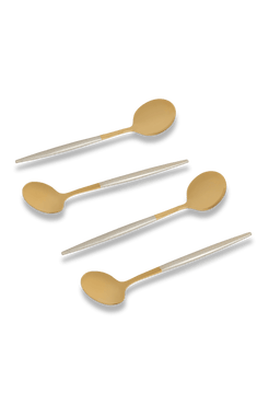 JOGO DE COLHERES PARA SOBREMESA SLIM PRATA E DOURADO