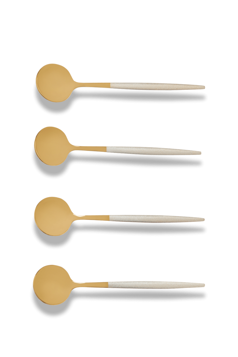 JOGO DE COLHERES PARA SOBREMESA SLIM PRATA E DOURADO