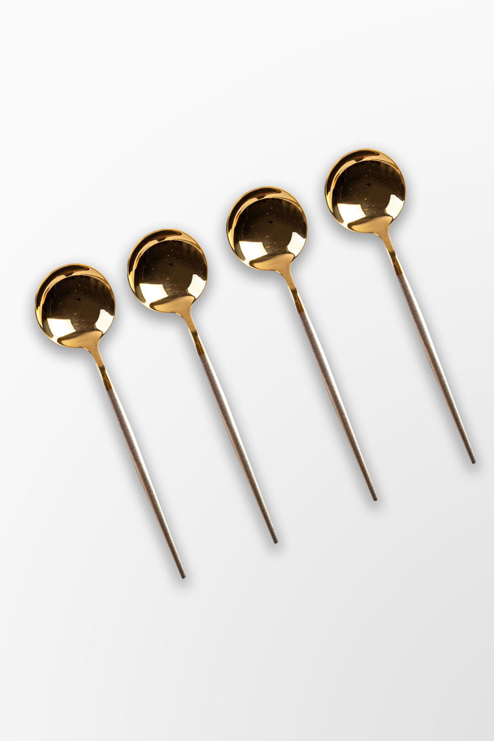JOGO DE COLHERES PARA SOBREMESA SLIM PRATA E DOURADO