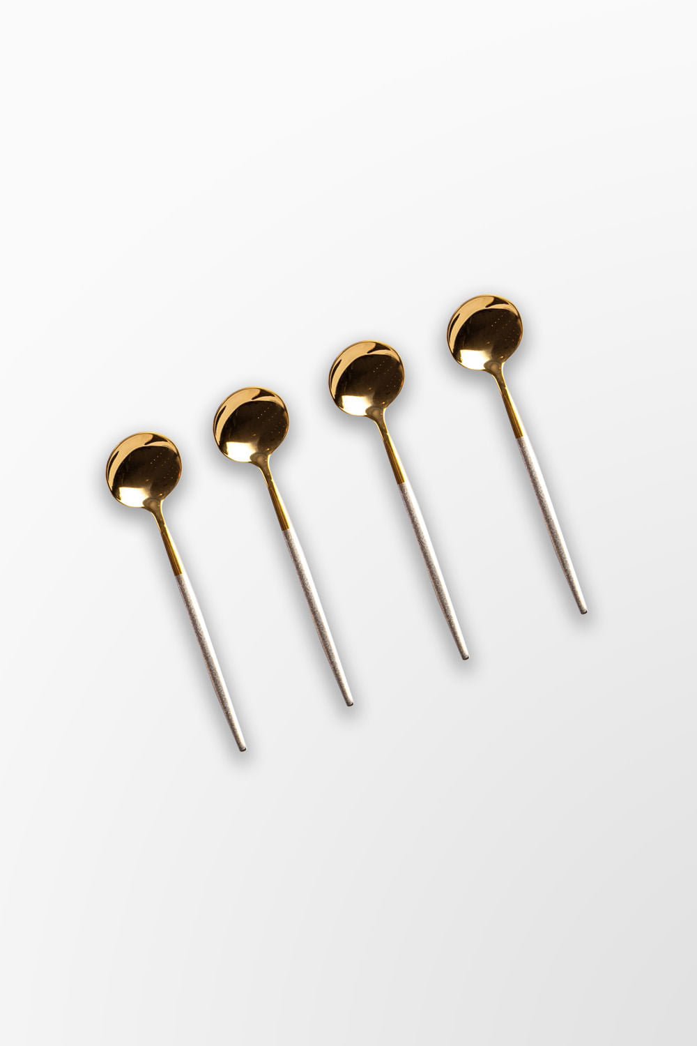 JOGO DE COLHERES PARA SOBREMESA SLIM PRATA E DOURADO