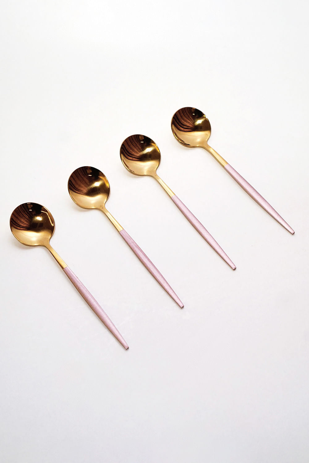JOGO DE COLHERES BICOLOR SLIM ROSA/DOURADO