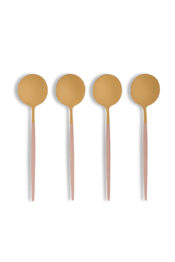 JOGO DE COLHERES PARA SOBREMESA SLIM ROSA/DOURADO