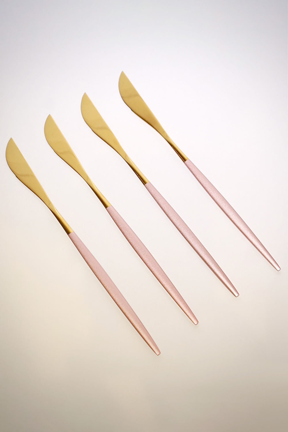 JOGO DE FACAS BICOLOR SLIM ROSA/DOURADO