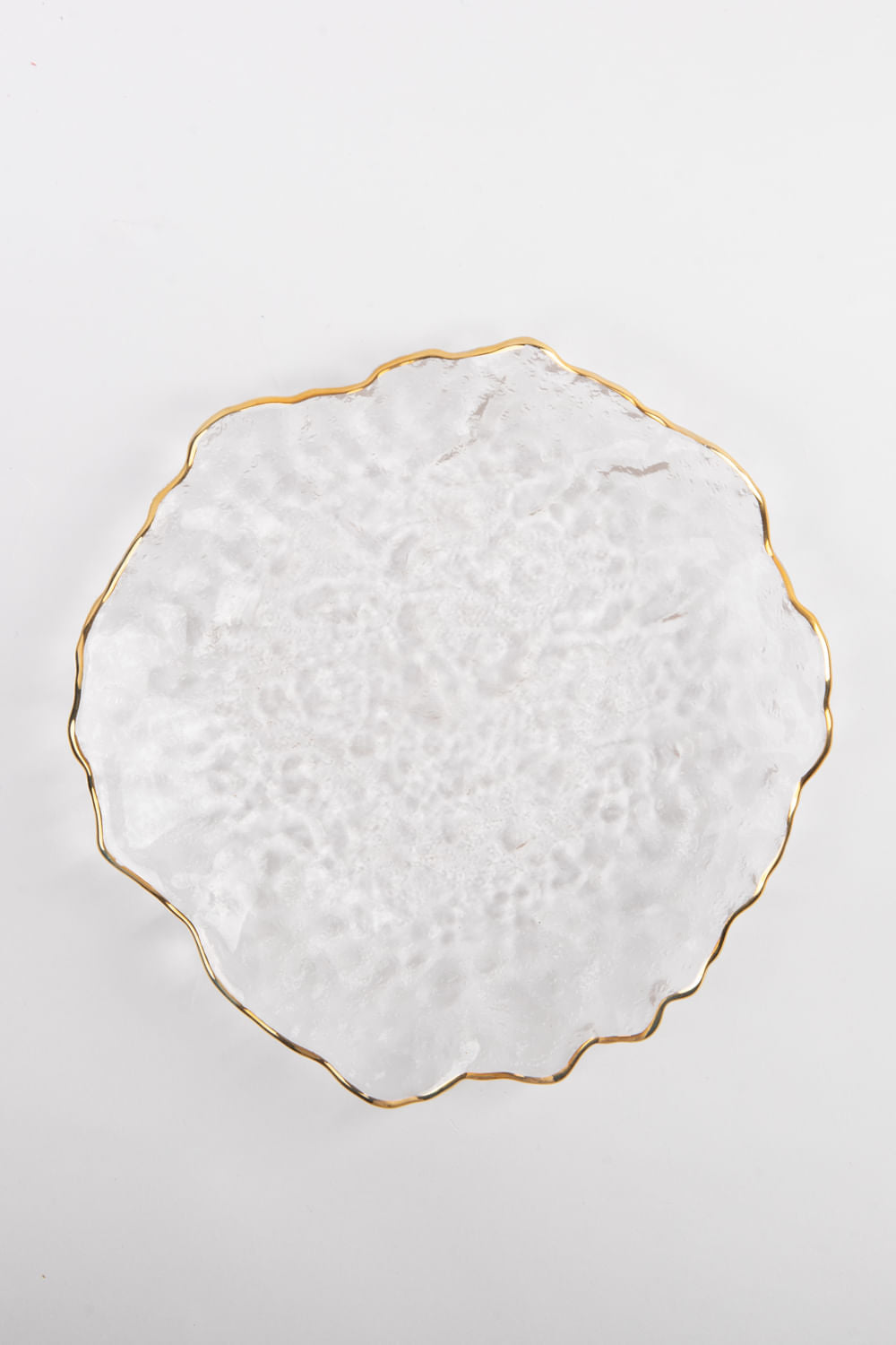 PRATO DE SOBREMESA BORDA DOURADA SOPRO CLEAR GOLD