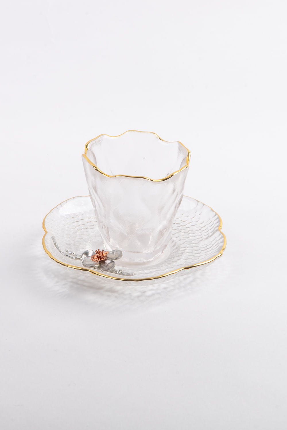 PIRES VIDRO BORDA DOURADA SOPRO CRISTAL