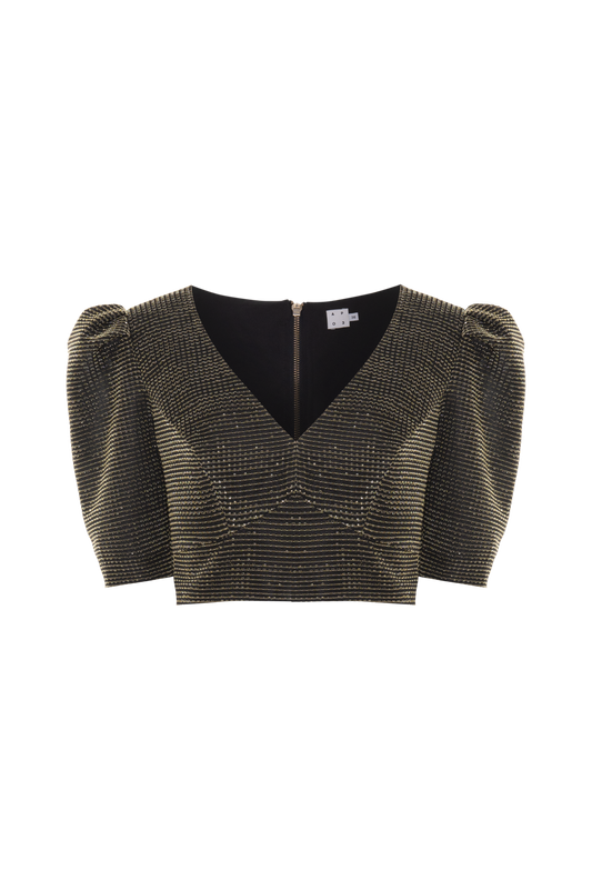 TOP TULE LUREX GLOWING DOURADO
