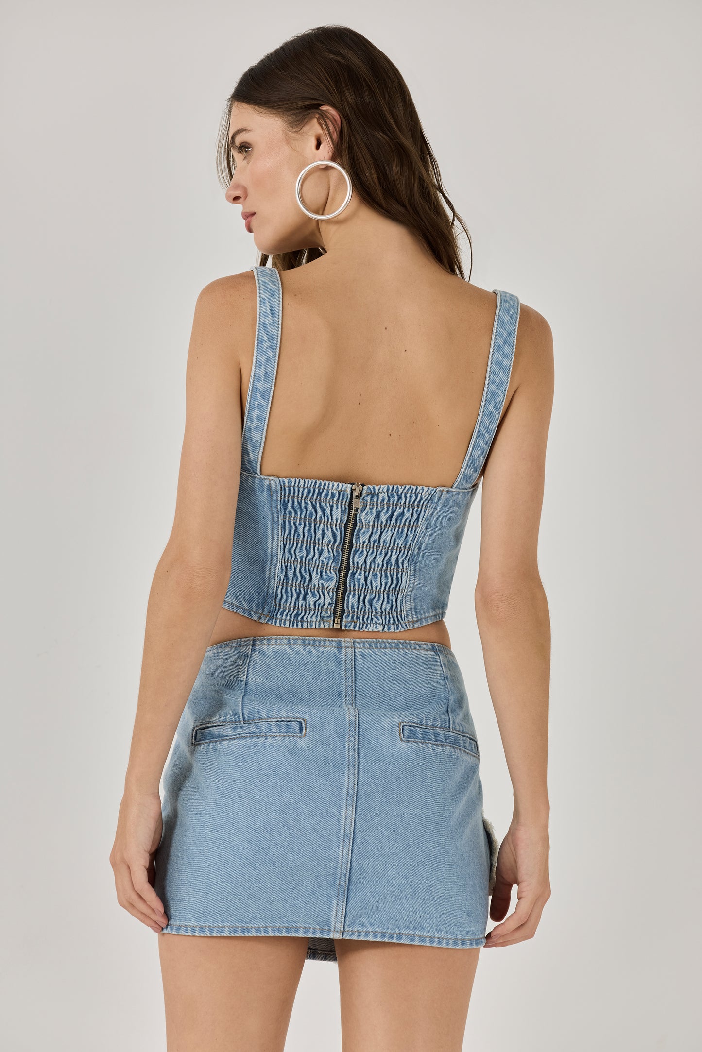 TOP CROPPED BUTTERFLY DENIM AZUL