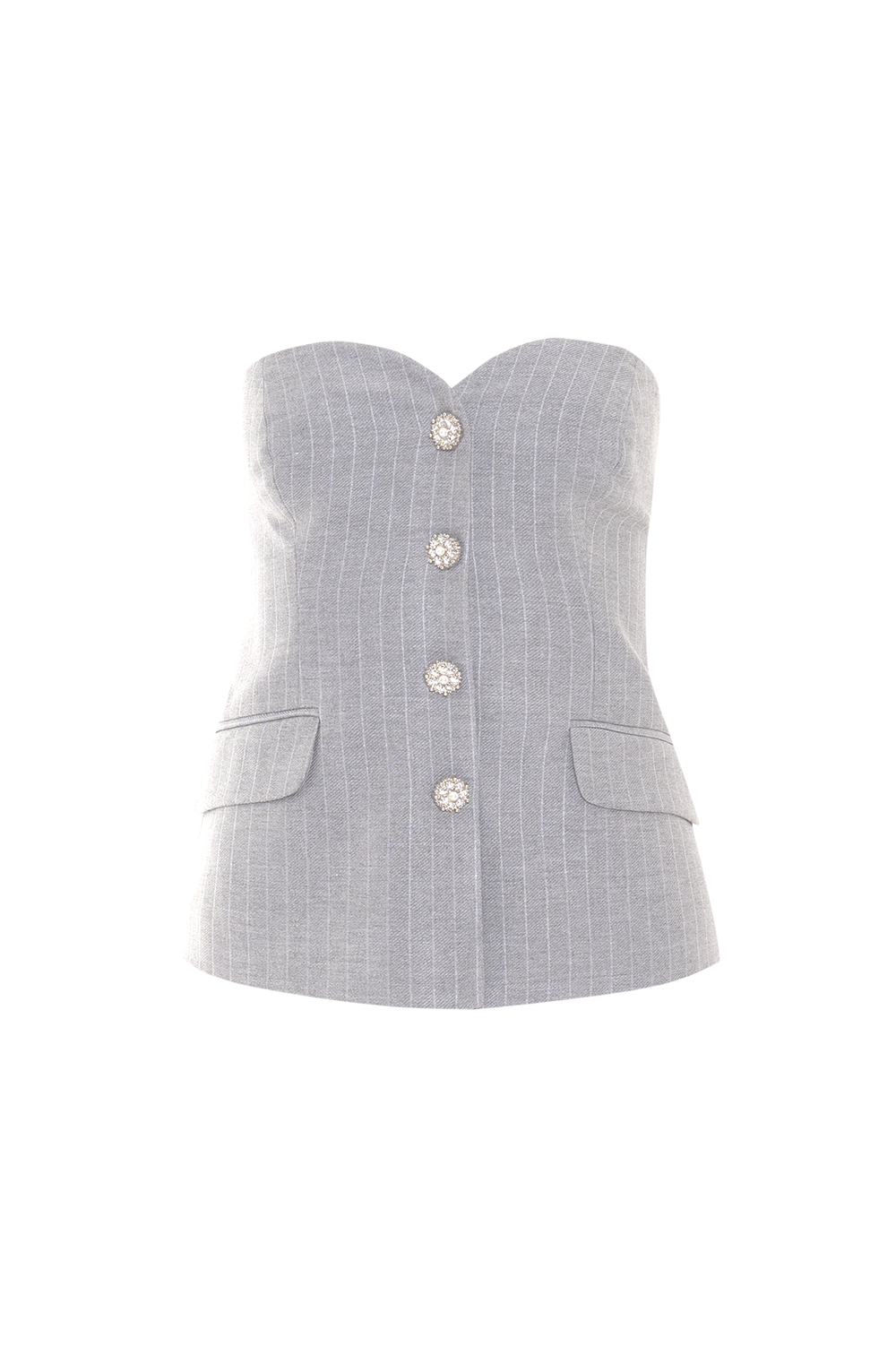 TOP METALLIC PINSTRIPE CINZA