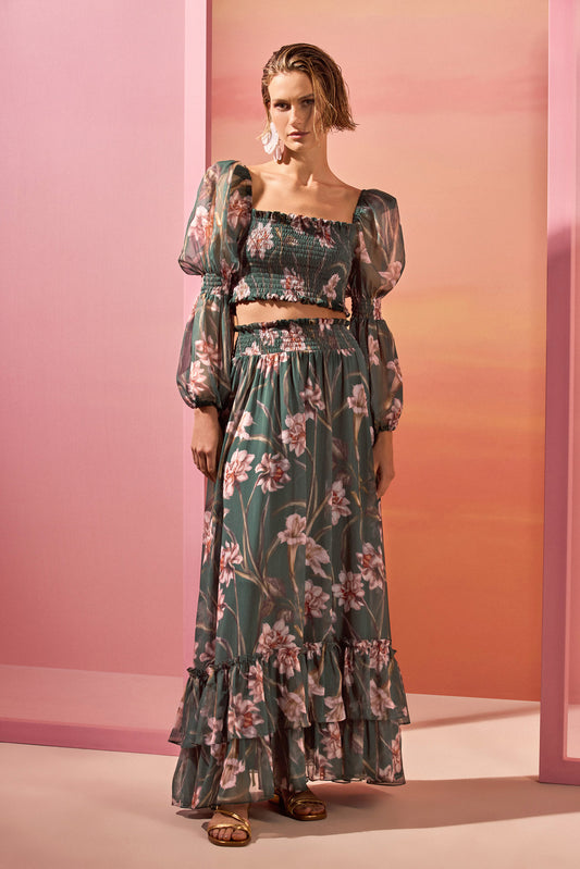 SAIA MIDI NARCISSUS VERDE ESCURO