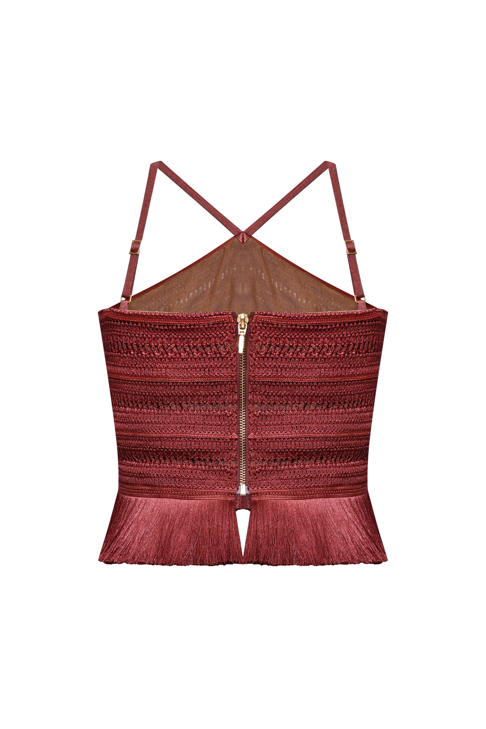 TOP AMBER FRINGE MARROM