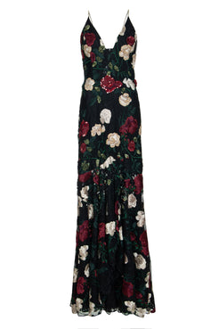 VESTIDO LONGO FLORAL PRETO