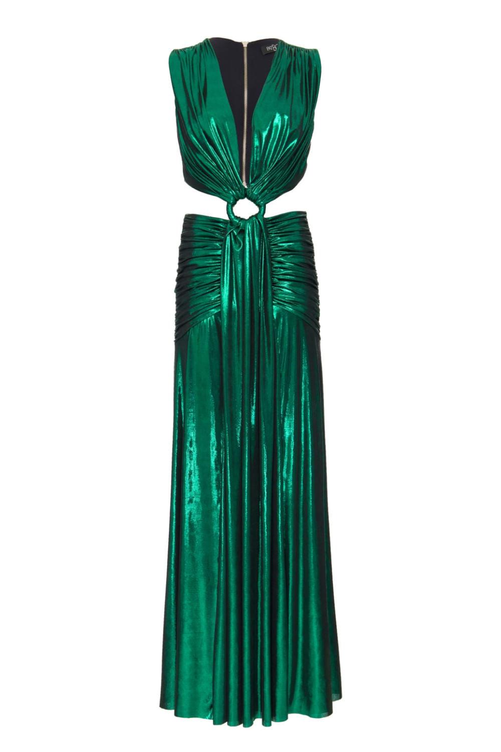 VESTIDO LONGO LAMÊ DRAPEADO VERDE