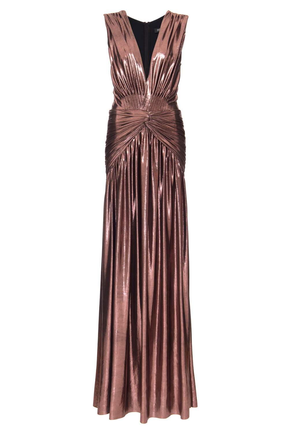 VESTIDO LONGO LAMÊ SAIA FRANZIDA ROSA