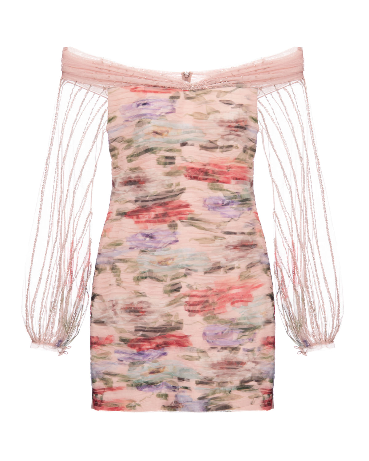 VESTIDO CURTO TULE AURORA BARRADO ROSA