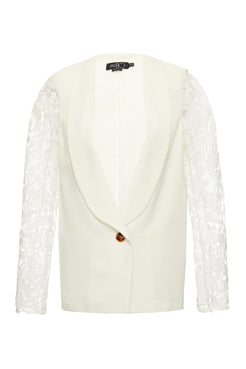 BLAZER LINHO MANGA RENDA OFF WHITE