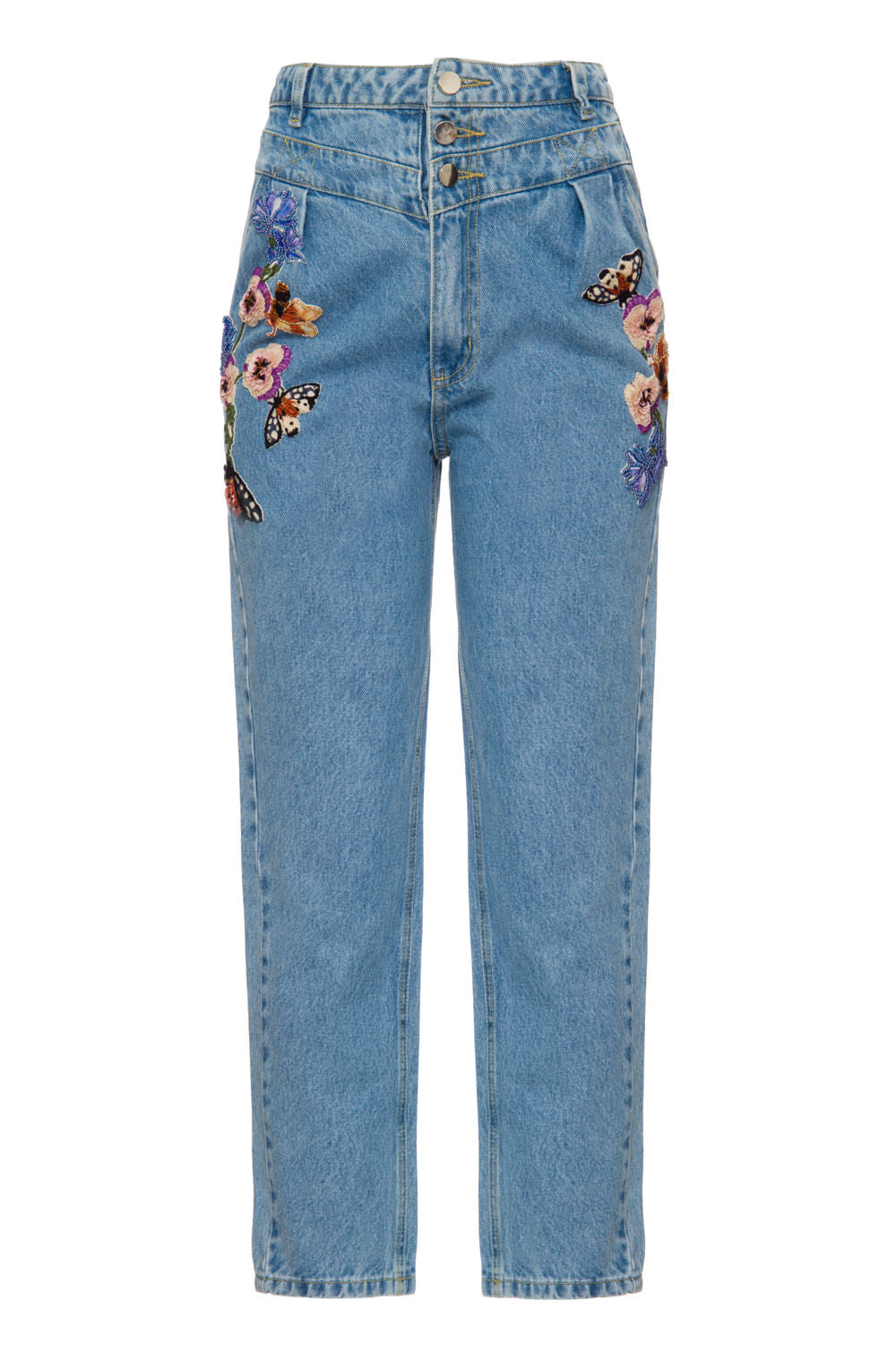 MOM JEANS BORDADA AZUL