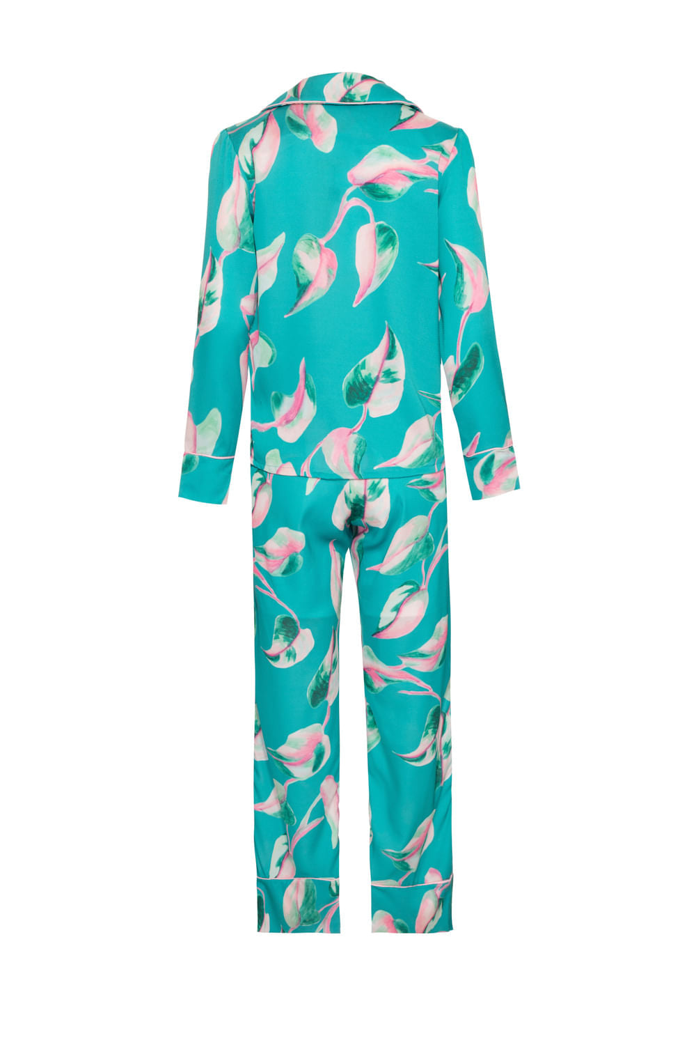 Pijama longo floral verde