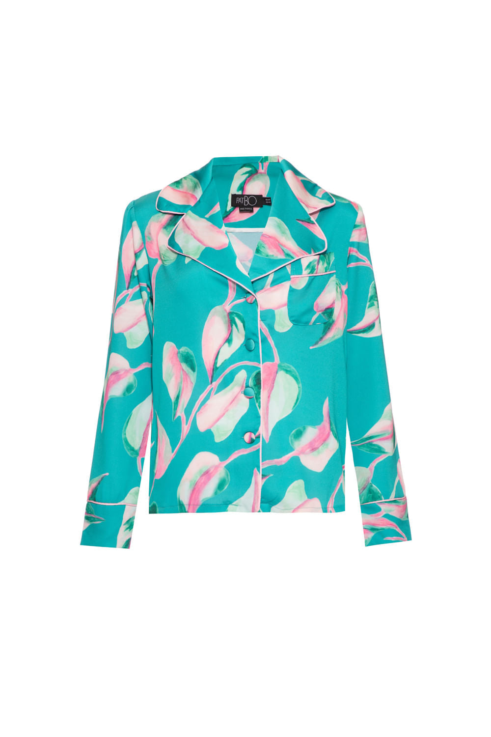 Pijama longo floral verde