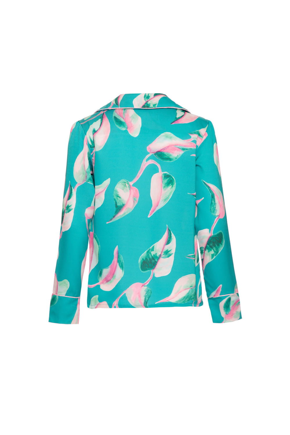 Pijama longo floral verde