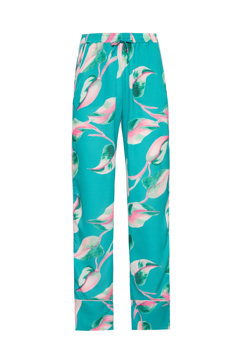 Pijama longo floral verde