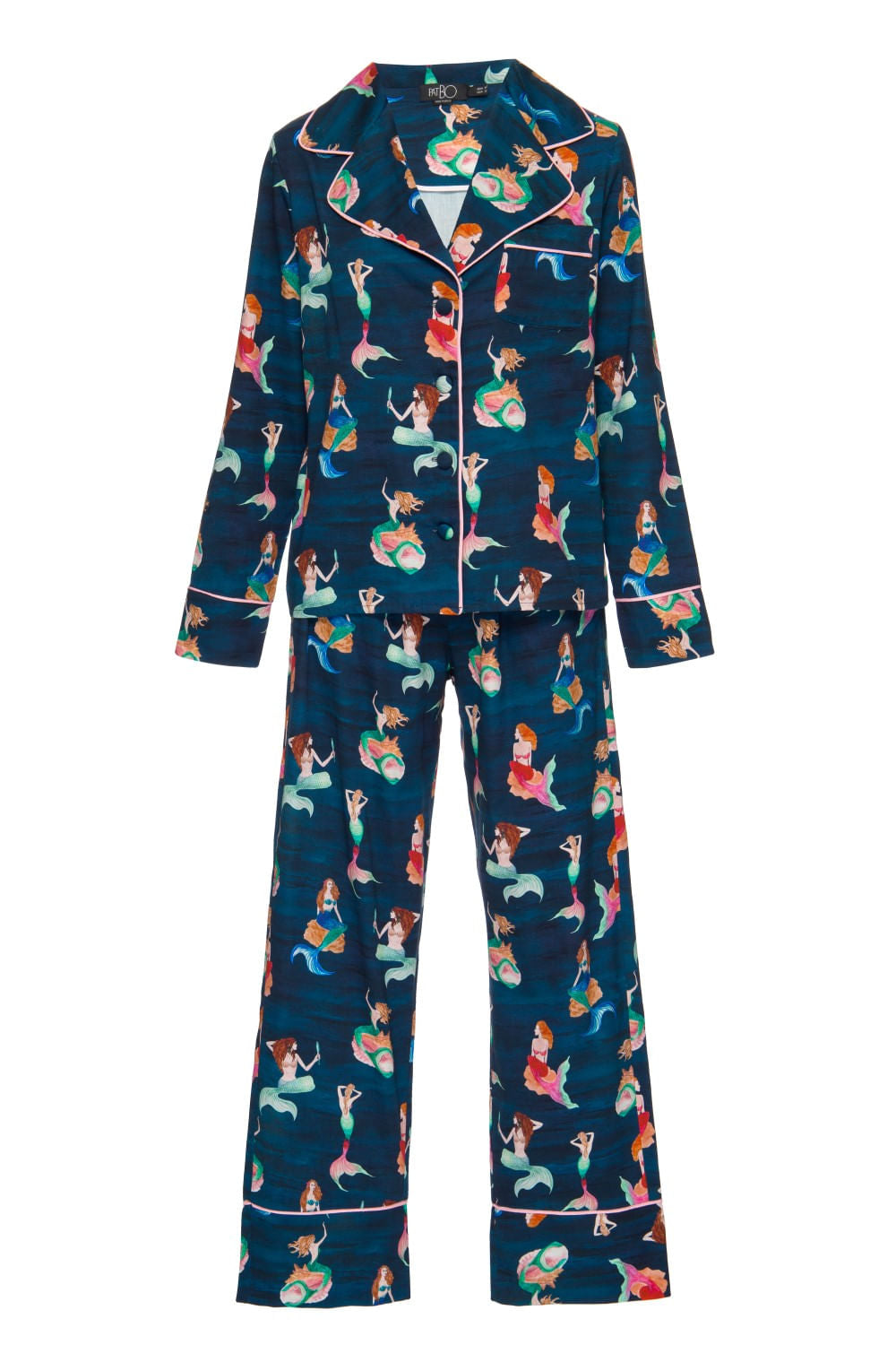 PIJAMA SEREIAS LONGO ACETINADO AZUL