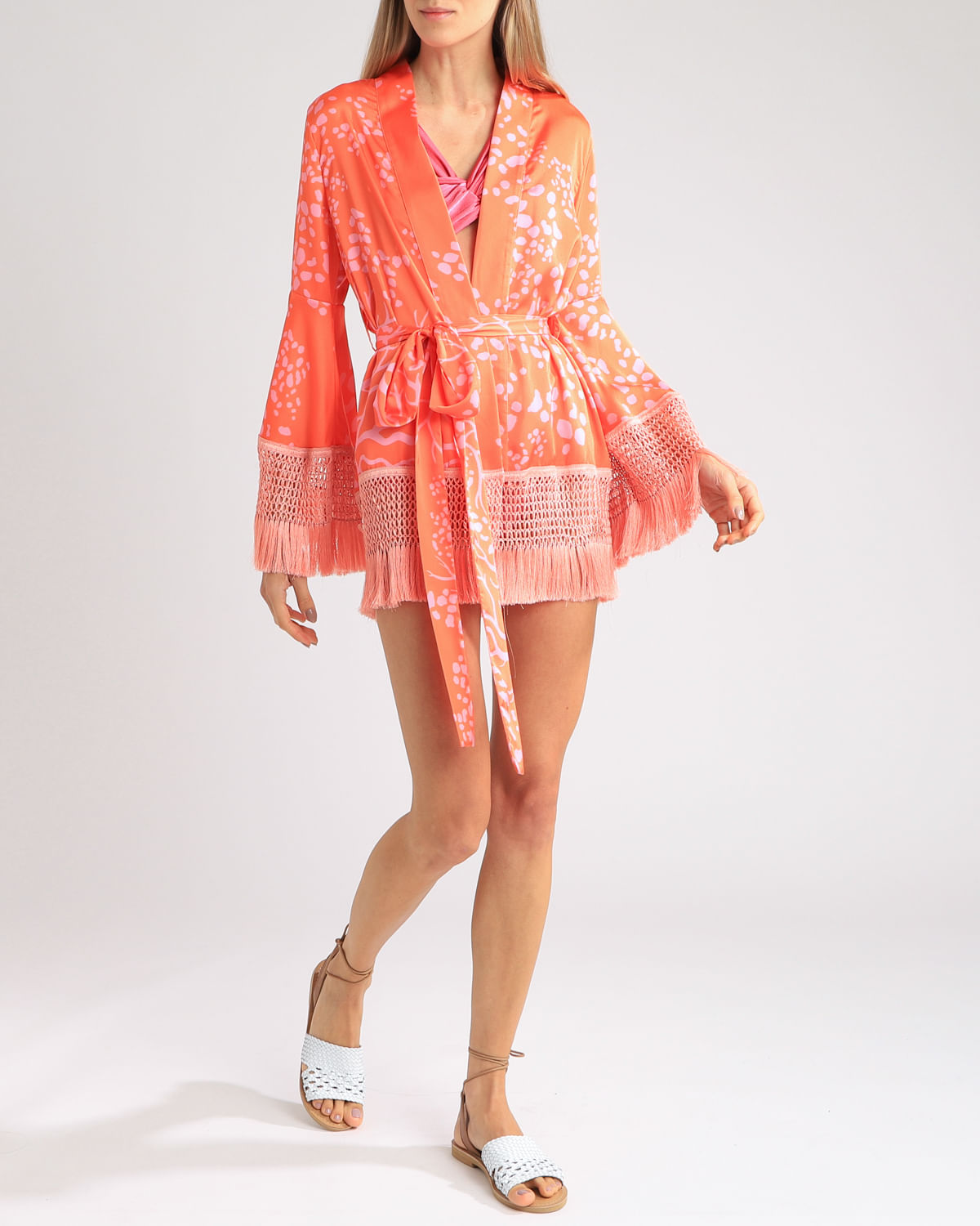 KIMONO CURTO ALGA LARANJA