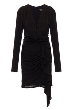 VESTIDO CURTO SAIA FRANZIDA PRETO