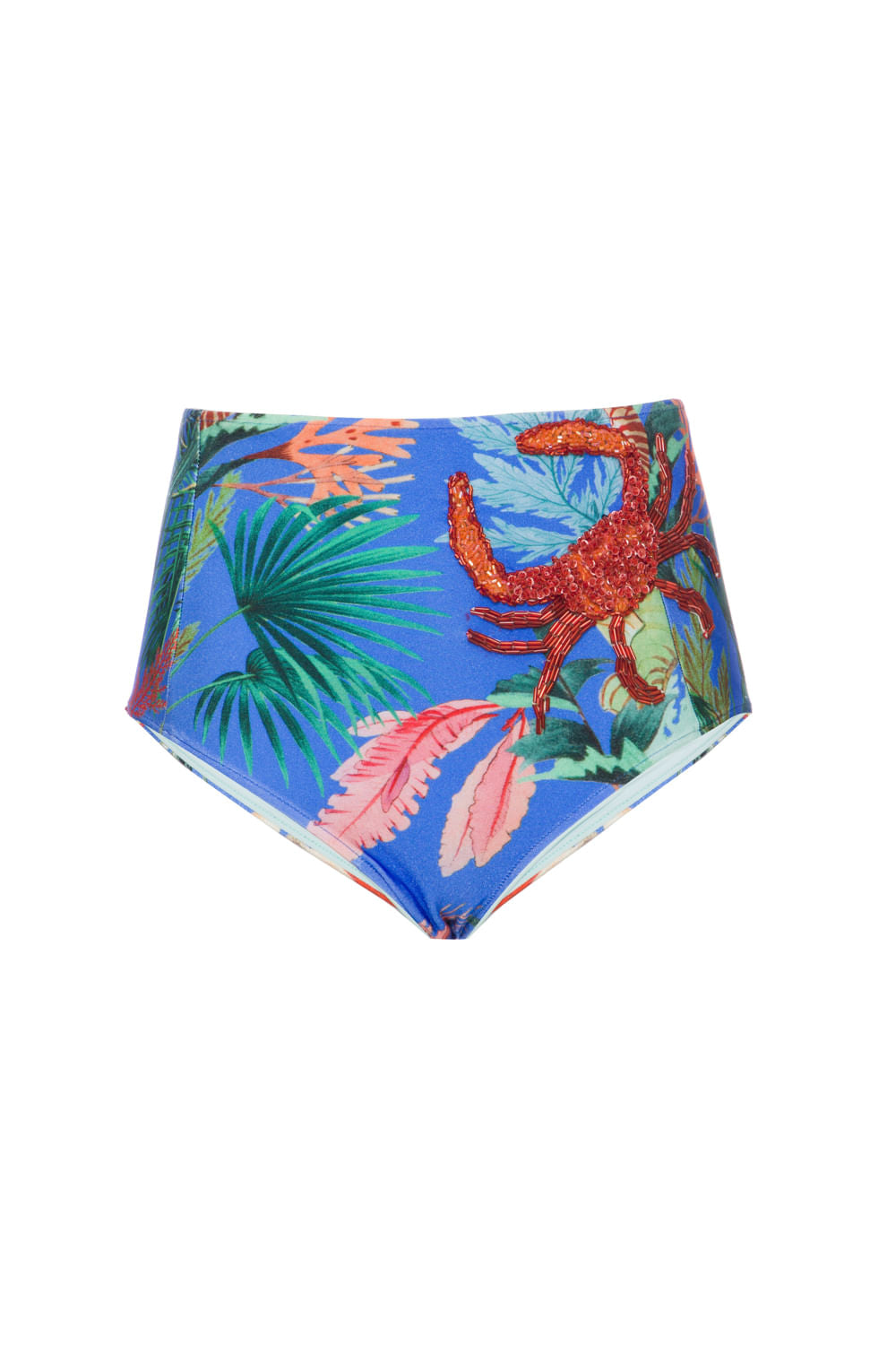 HOT PANTS ESTAMPADA MARINHA TROPICAL AZUL