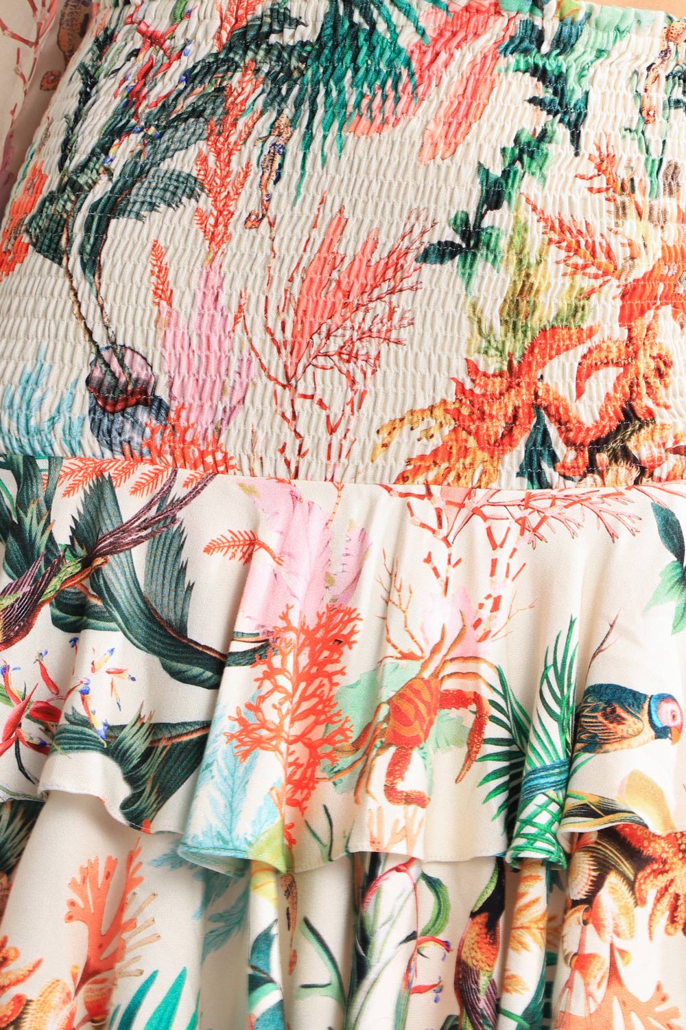 SAIA CURTA ESTAMPADA MARINHA TROPICAL OFF WHITE