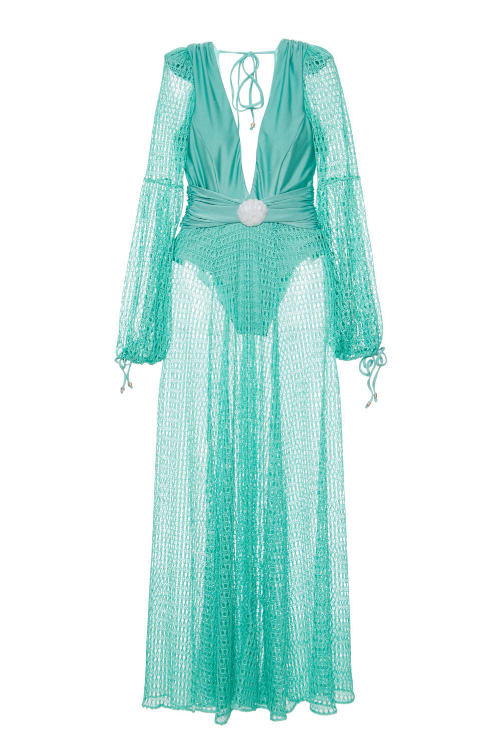 VESTIDO LONGO CONCHA TELA AZUL