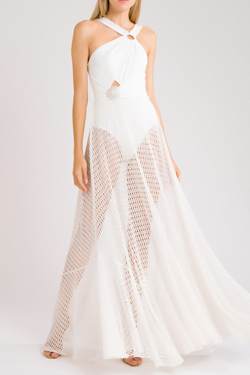 VESTIDO LONGO CONCHA OFF WHITE