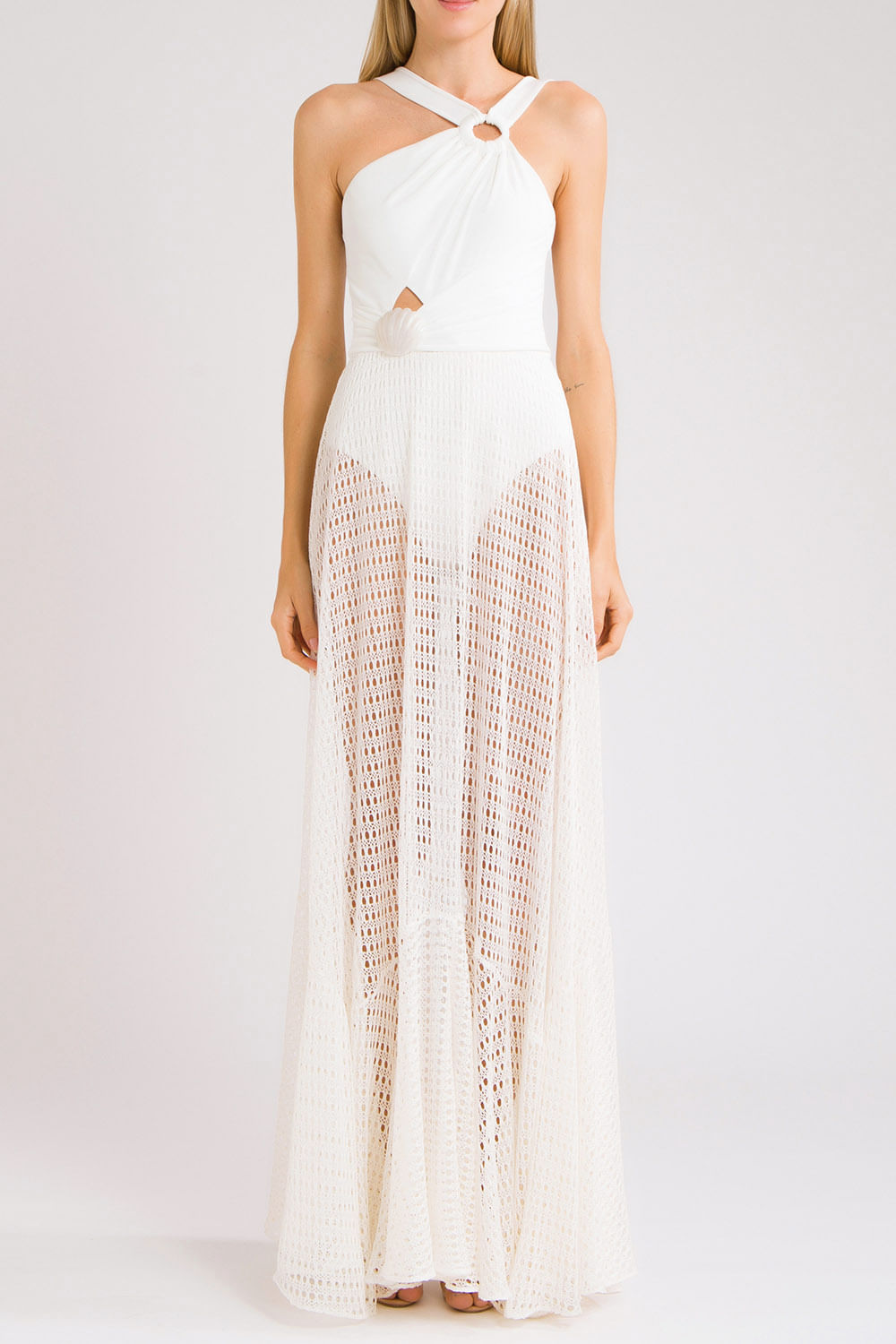 VESTIDO LONGO CONCHA OFF WHITE