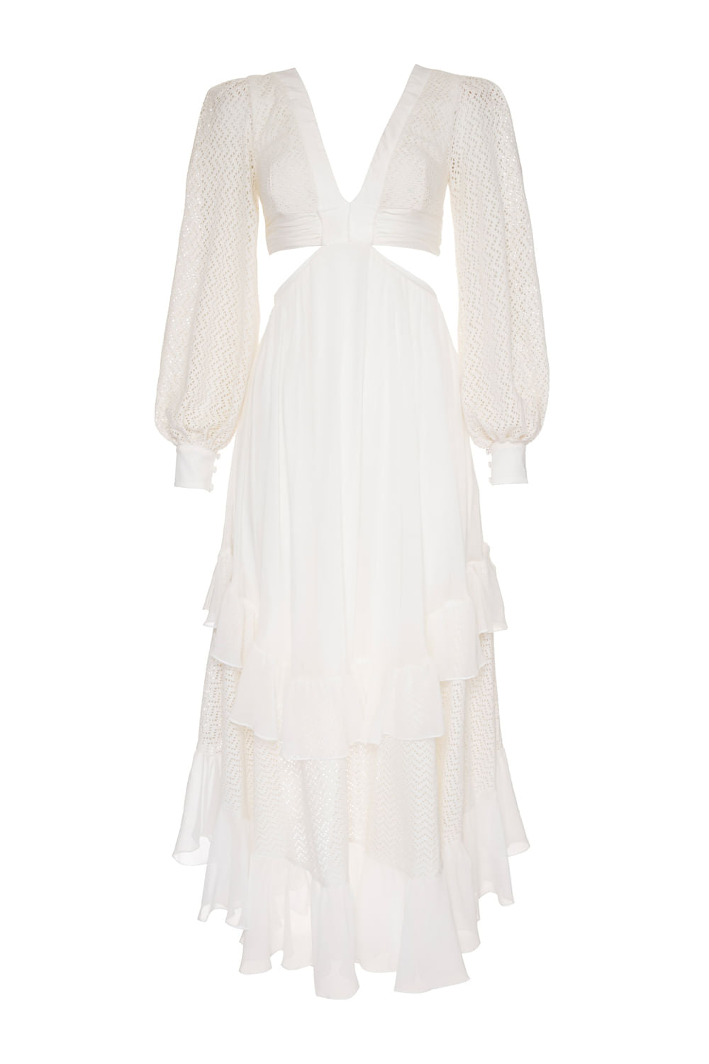 VESTIDO LONGO ASSIMÉTRICO OFF WHITE