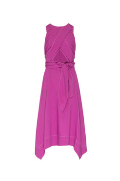 Vestido mídi pespontos drapeado - ap03 violeta