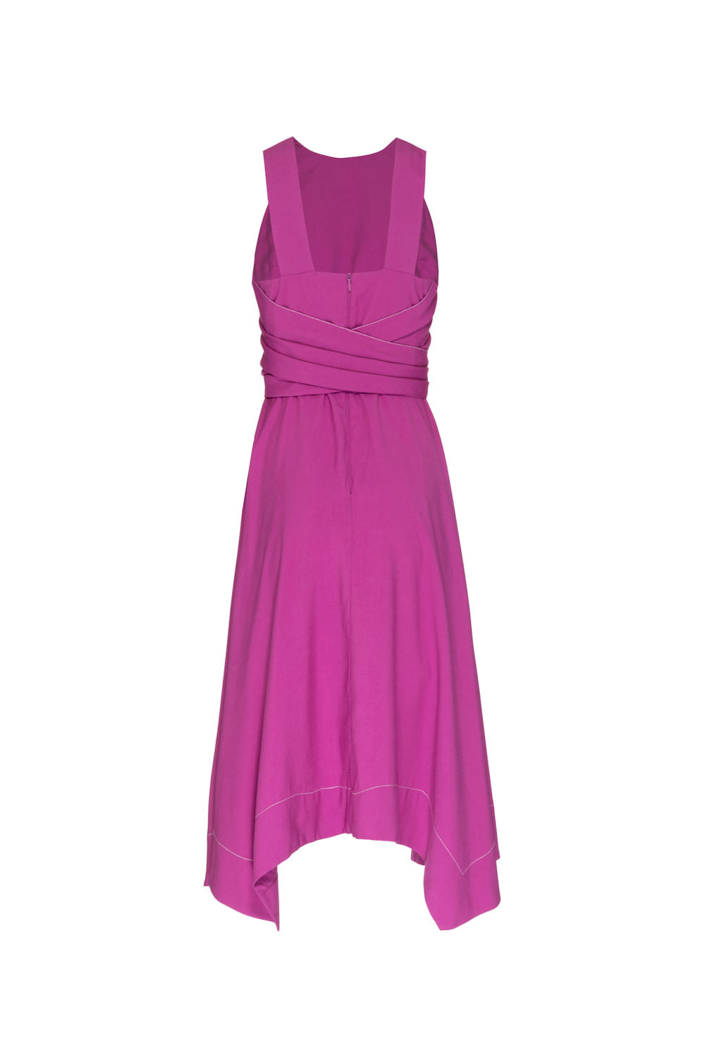 Vestido mídi pespontos drapeado - ap03 violeta