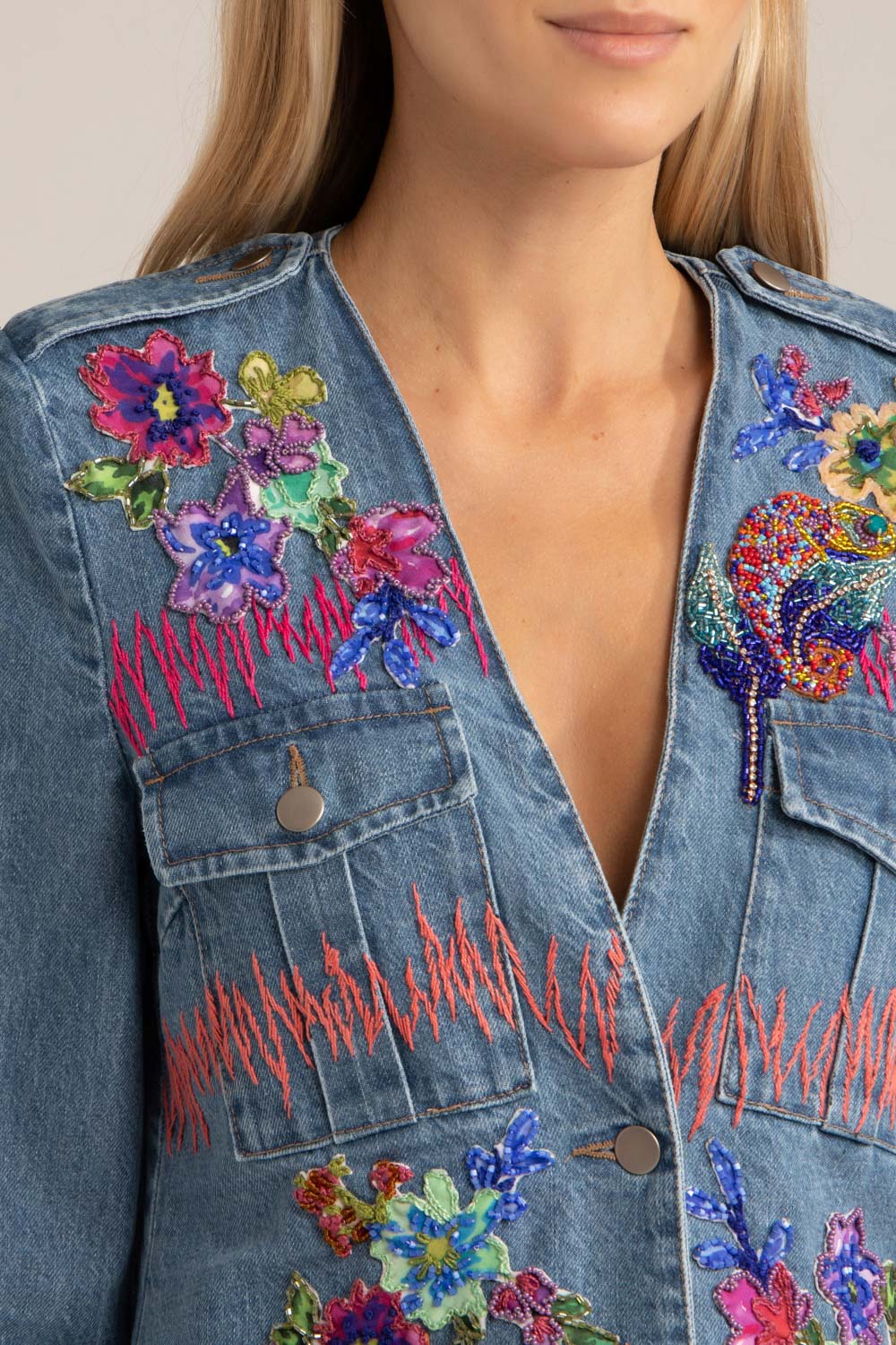 BLAZER BORDADO DENIM AZUL