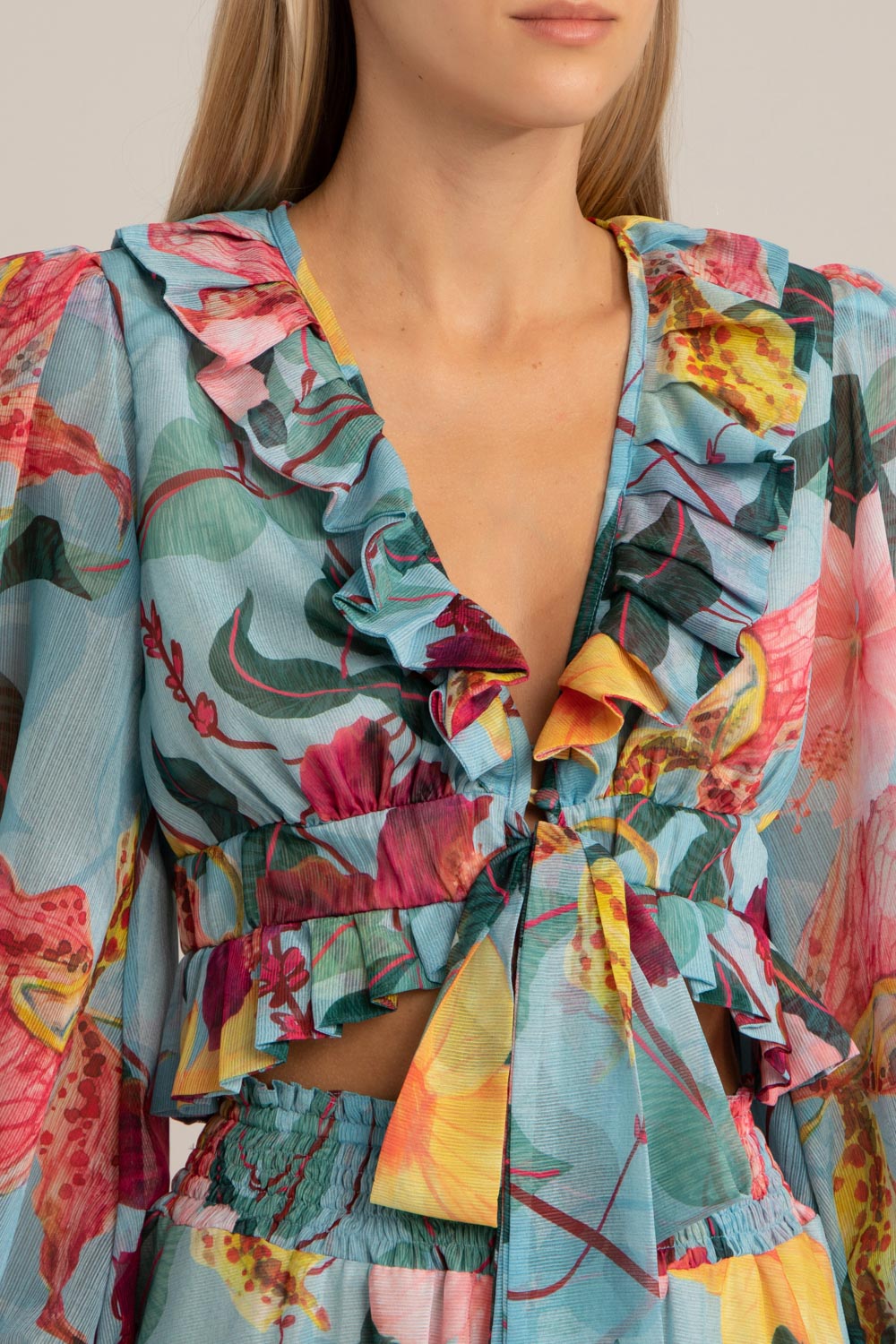 TOP AMARRAÇÃO HIBISCUS AZUL