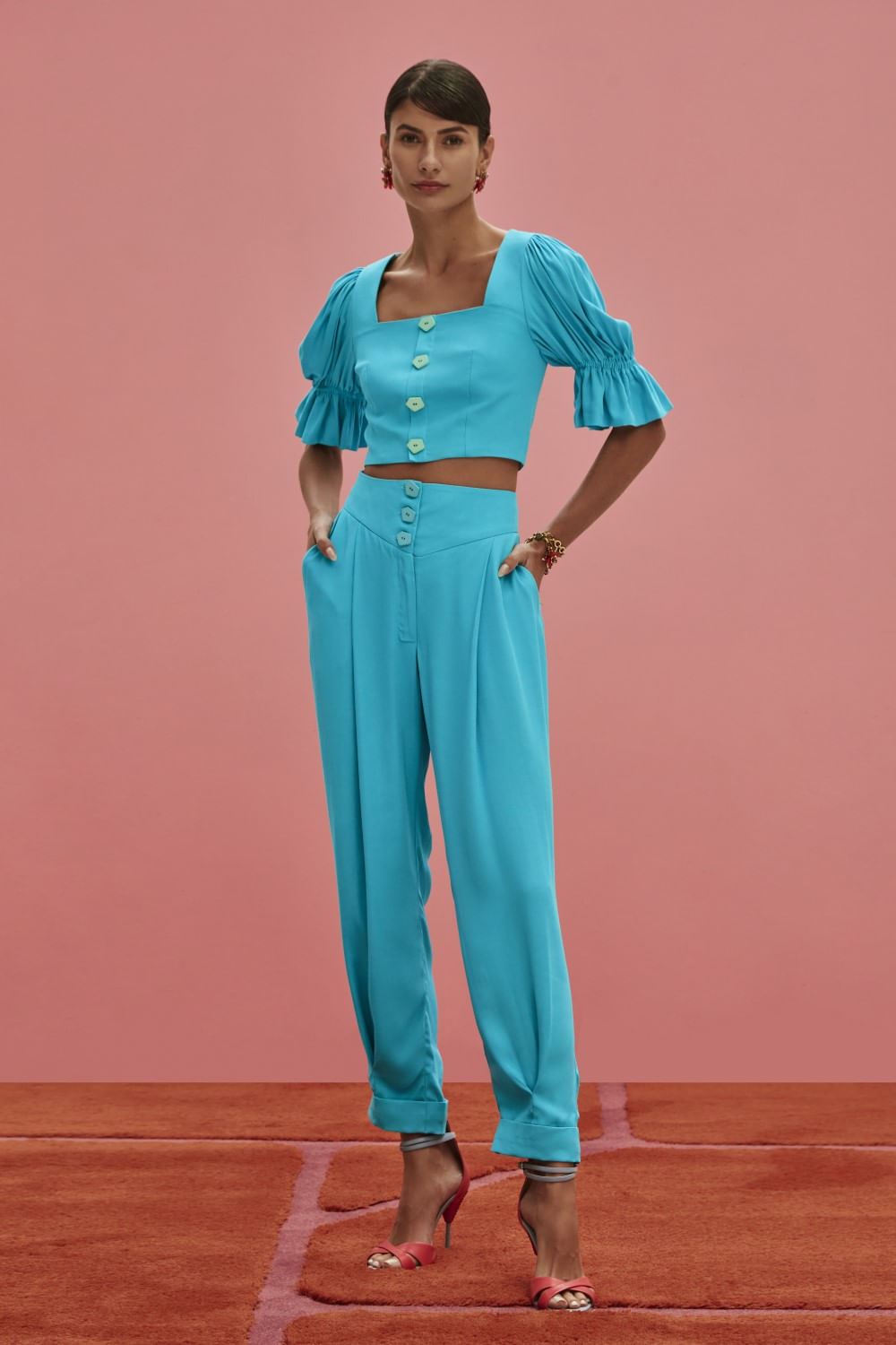 CALÇA CREPE 80´S AZUL