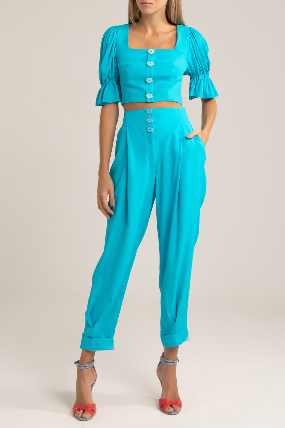 CALÇA CREPE 80´S AZUL