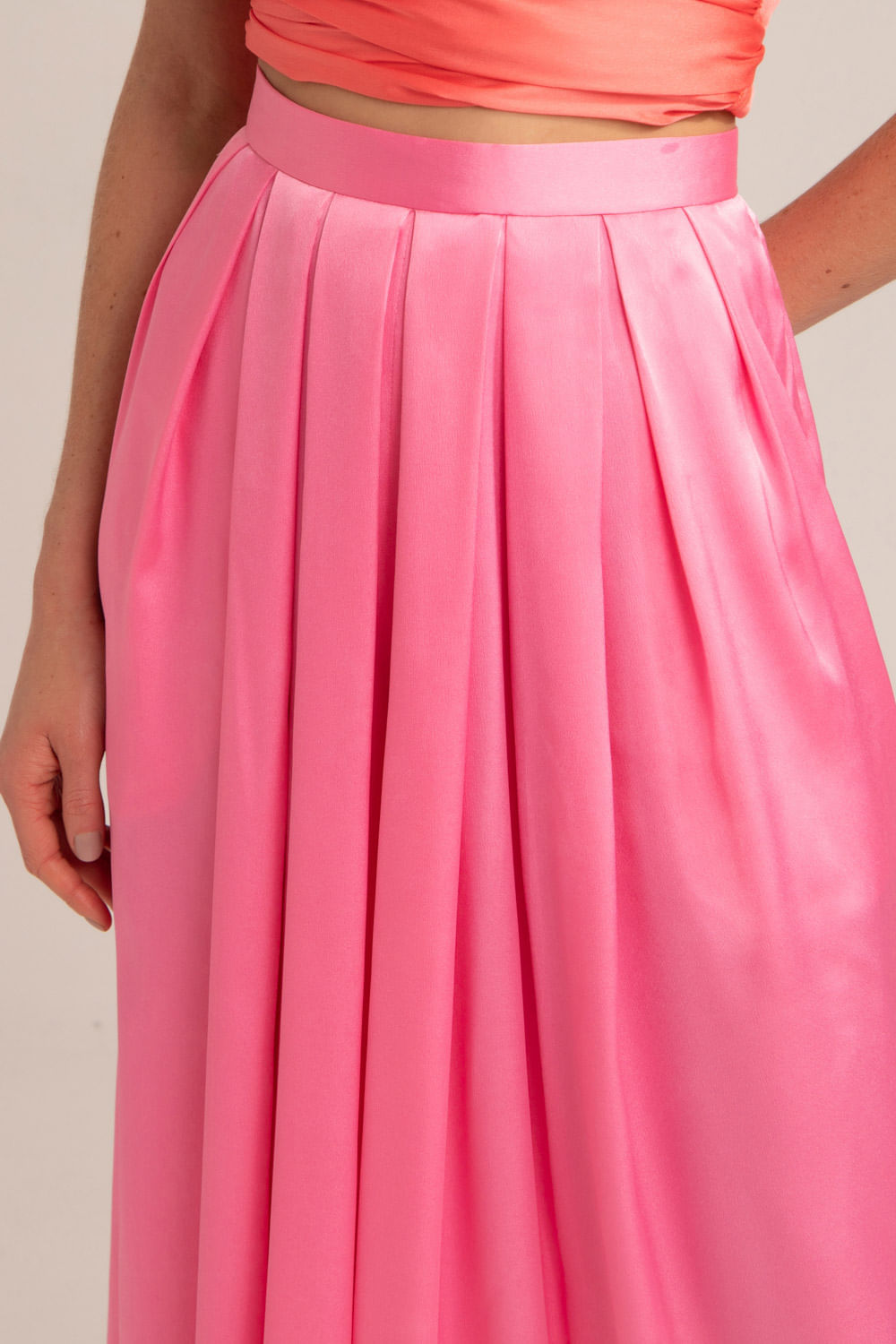 CALÇA AMPLA CETIM SLIP PINK