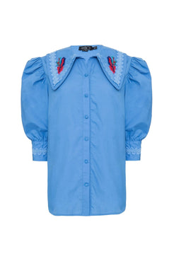 Camisa tricoline retrô azul escuro