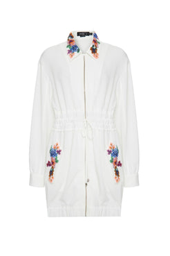 Parka bordada minimal off white
