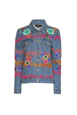 Jaqueta bordada denim jeans