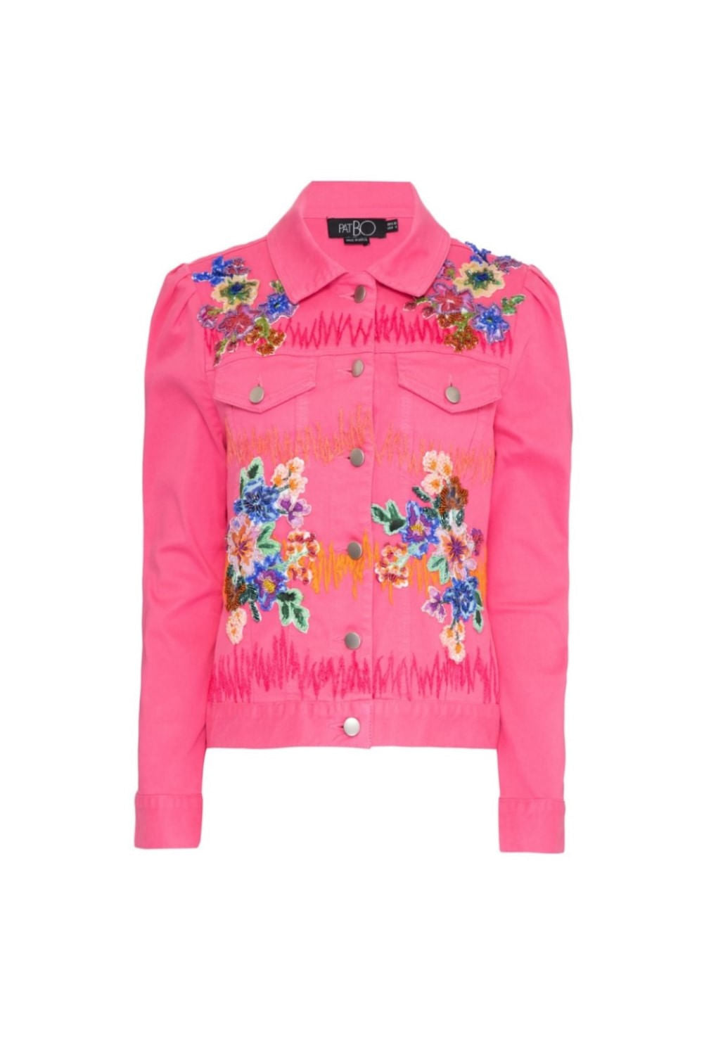 JAQUETA BORDADA COLOR DENIM ROSA