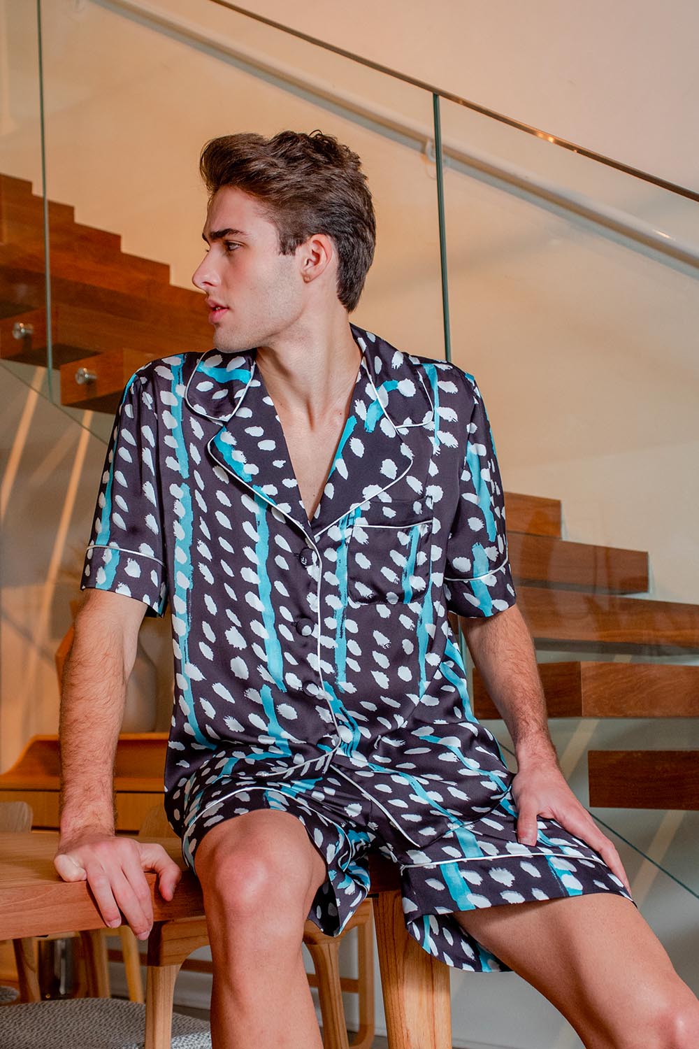 PIJAMA CURTO DOTS STRIPES PRETO